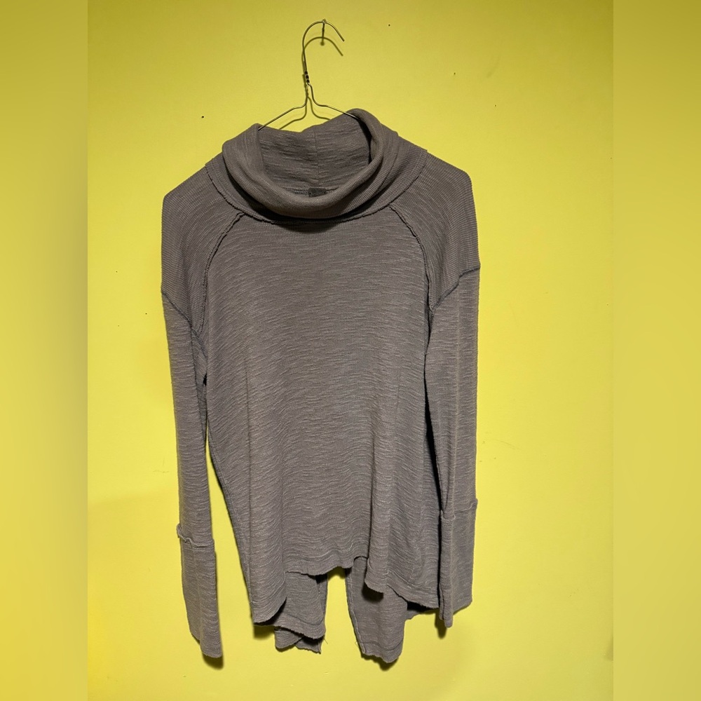 We The Free Gray Cowl Neck Open Back Sweater Petite Small